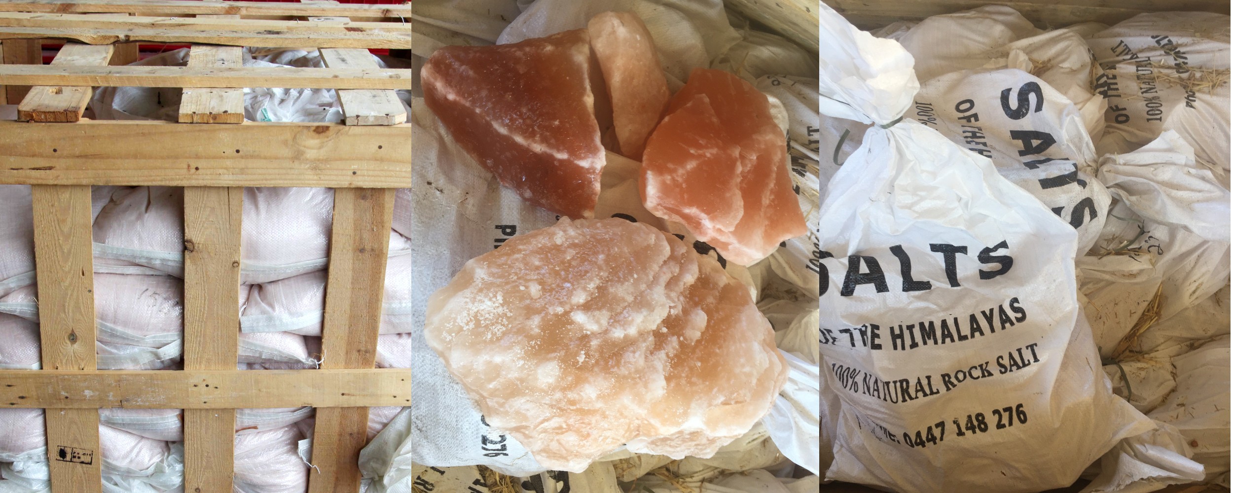 Bulk Himalayan salt - packaged for handling, freighting and storage 